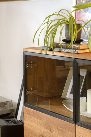 NordicStory Chest of drawers solid oak dresser with black metal legs Moritz