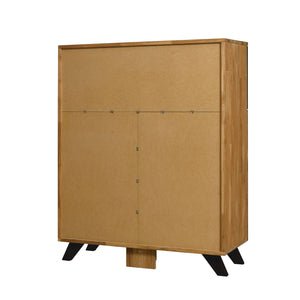 NordicStory Chest of drawers solid oak dresser with black metal legs Moritz