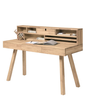 NordicStory Einstein 2 solid oak desk with floating shelves