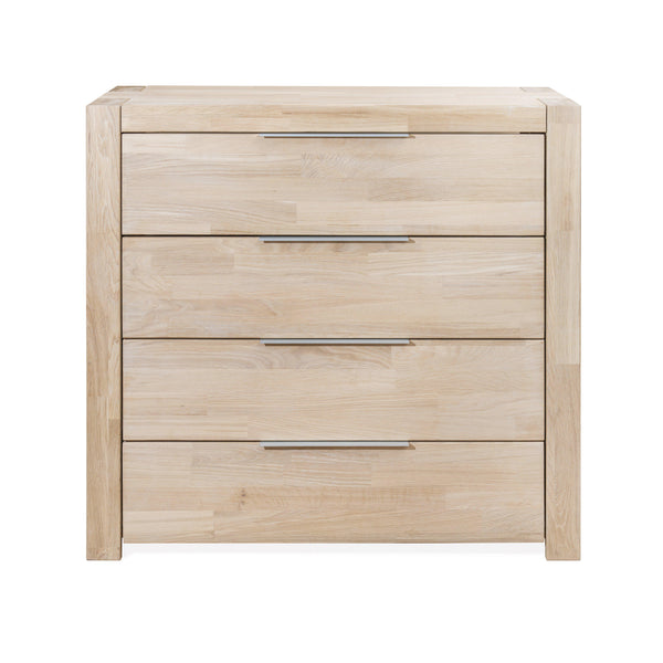 Chest of 4 drawers in solid oak wood Scandinavian style