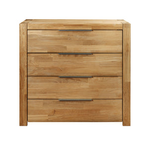 Chest of 4 drawers in solid oak wood Scandinavian style