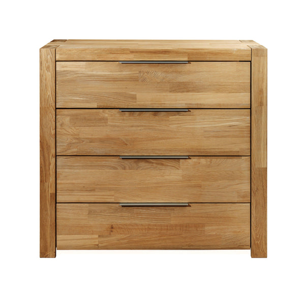 Chest of 4 drawers in solid oak wood Scandinavian style