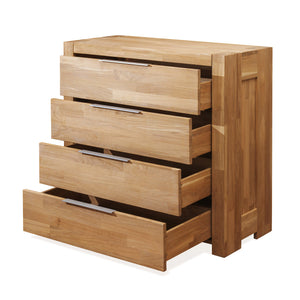 Chest of 4 drawers in solid oak wood Scandinavian style