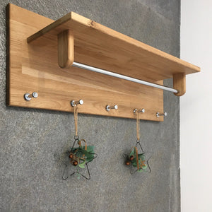 Wall coat rack made of solid oak Litet , 81 x 30 x 24 cm , NordicStory