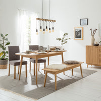 NordicStory Nordic solid wood oak dining bench
