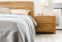 NordicStory, solid oak wood, nordic style, scandinavian style, bedroom furniture, wooden bed, wooden headboard, bedside table, bedside table