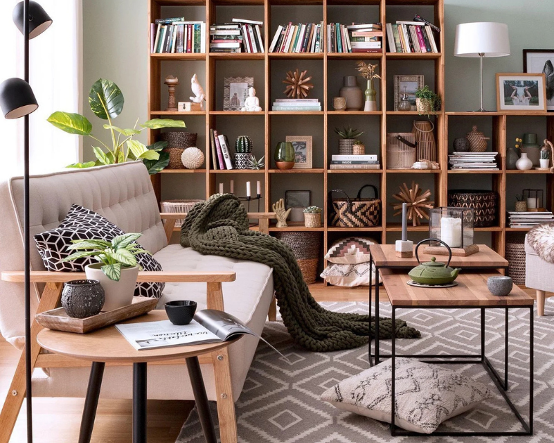 Different types of wooden shelves