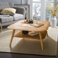 wooden coffee table with shelf