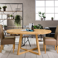 NordicStory Extendable round dining table solid oak wood