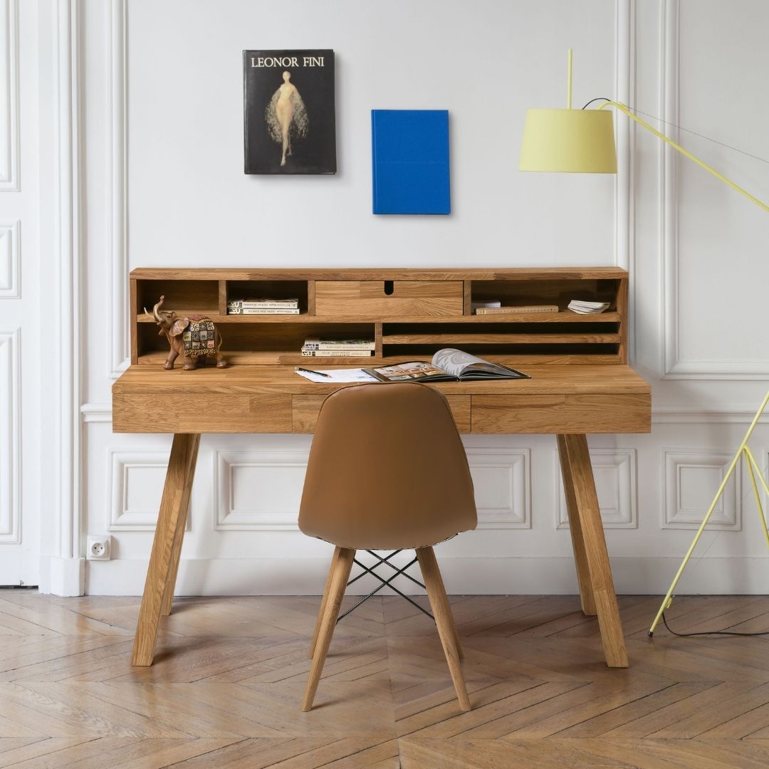 NordicStory Scandinavian oak solid wood writing desk