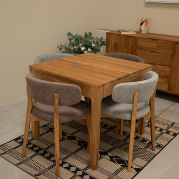 Pack of 2 or 4 Claus Solid Oak Dining Chairs, Gray or Brown upholstery | VESKOR