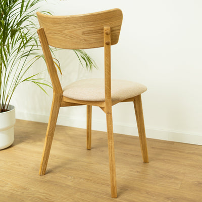 Pack of 2 or 4 Solid Oak Dining Chairs Diana Beige | NordicStory