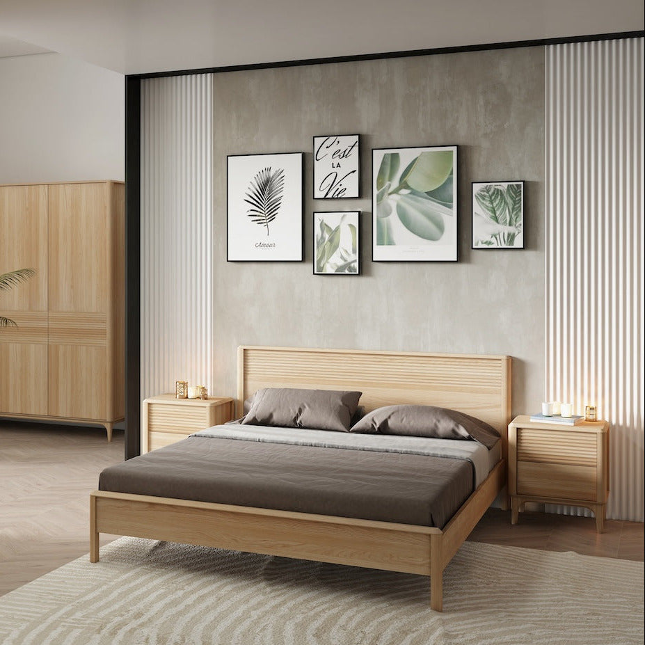 Oxford solid oak double bed, 160x200 cm / 180x200 cm | NordicStory