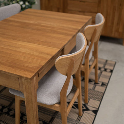 Pack of 2 or 4 Maxwell Solid Oak Dining Chairs, upholstered in Grey | VESKOR