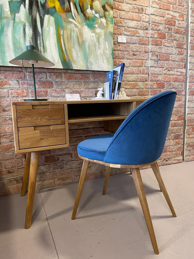 Pack of 2 or 4 Clara Dining Chairs, Solid Oak Wood Frame, Upholstered in Monako Blue | NordicStory