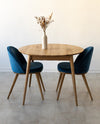 Pack of 2 or 4 Clara Dining Chairs, Solid Oak Wood Frame, Upholstered in Monako Blue | NordicStory