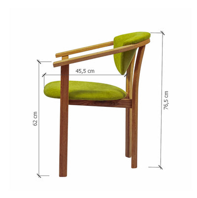 Pack of 2 or 4 Alexis Dining Chairs, Solid Oak Wood Frame, Upholstered in Green Life Color | NordicStory
