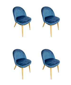 Pack of 2 or 4 Clara Dining Chairs, Solid Oak Wood Frame, Upholstered in Monako Blue | NordicStory