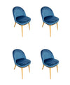 Pack of 2 or 4 Clara Dining Chairs, Solid Oak Wood Frame, Upholstered in Monako Blue | NordicStory