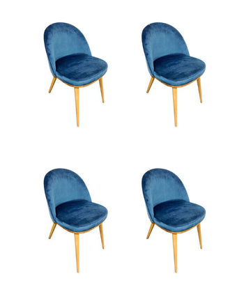 Pack of 2 or 4 Clara Dining Chairs, Solid Oak Wood Frame, Upholstered in Monako Blue | NordicStory