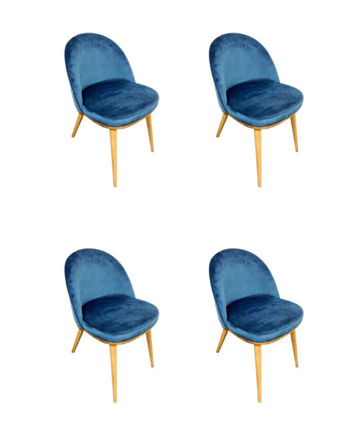 Pack of 2 or 4 Clara Dining Chairs, Solid Oak Wood Frame, Upholstered in Monako Blue | NordicStory