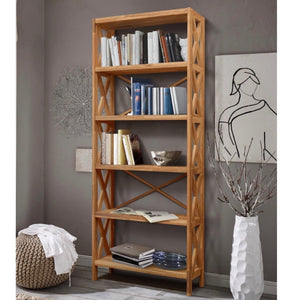 Solid oak bookcase bookcase Royal, 79 x 30 x 198 cm (79 x 30 x 198 cm) | NordicStory