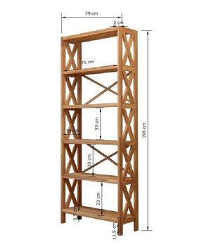 Solid oak bookcase bookcase Royal, 79 x 30 x 198 cm (79 x 30 x 198 cm) | NordicStory