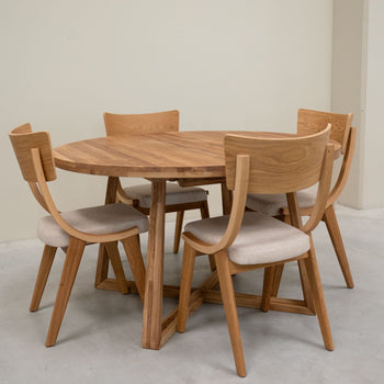 Pack of 2 or 4 Lucas Solid Oak Dining Chairs, Gray or Beige upholstery | VESKOR