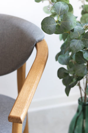 Pack of 2 or 4 Alexis Dining Chairs, Solid Oak Wood Frame, Nordic Gray Upholstery | NordicStory