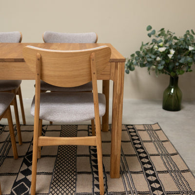 Pack of 2 or 4 Maxwell Solid Oak Dining Chairs, upholstered in Grey | VESKOR