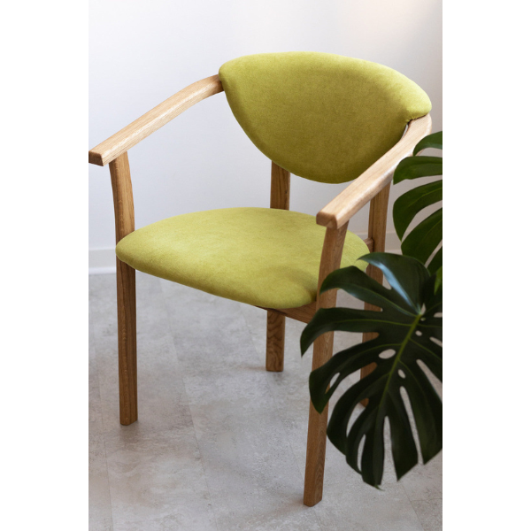 Pack of 2 or 4 Alexis Dining Chairs, Solid Oak Wood Frame, Upholstered in Green Life Color | NordicStory