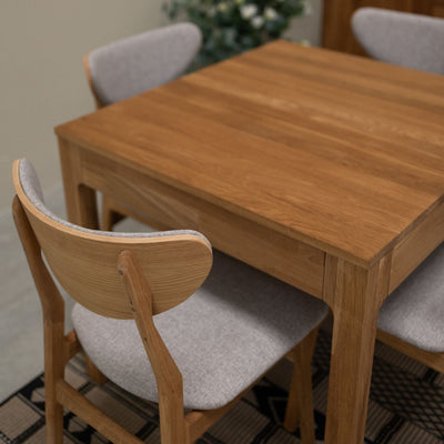 Pack of 2 or 4 Maxwell Solid Oak Dining Chairs, upholstered in Grey | VESKOR