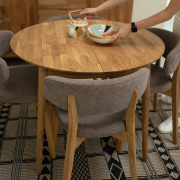 Pack of 2 or 4 Claus Solid Oak Dining Chairs, Gray or Brown upholstery | VESKOR
