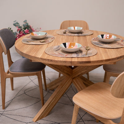 NordicStory Holger round extendable dining table in solid oak