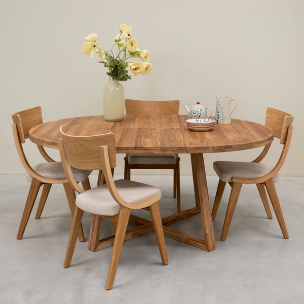 Pack of 2 or 4 Lucas Solid Oak Dining Chairs, Gray or Beige upholstery | VESKOR