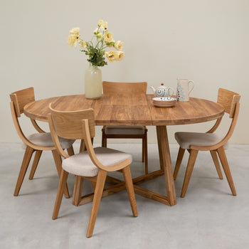 Pack of 2 or 4 Lucas Solid Oak Dining Chairs, Gray or Beige upholstery | VESKOR