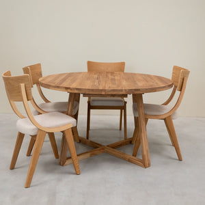 Pack of 2 or 4 Lucas Solid Oak Dining Chairs, Gray or Beige upholstery | VESKOR