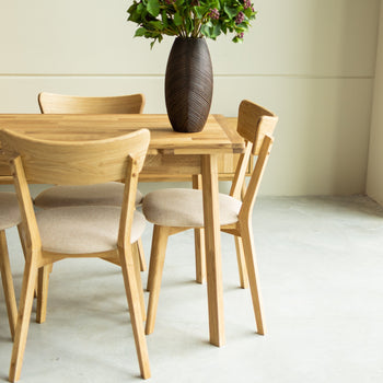 Pack of 2 or 4 Solid Oak Dining Chairs Diana Beige | NordicStory