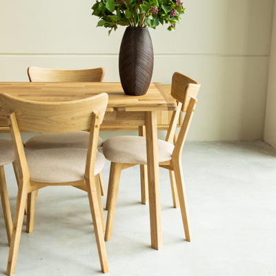 Pack of 2 or 4 Solid Oak Dining Chairs Diana Beige | NordicStory