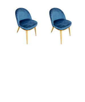 Pack of 2 or 4 Clara Dining Chairs, Solid Oak Wood Frame, Upholstered in Monako Blue | NordicStory