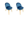 Pack of 2 or 4 Clara Dining Chairs, Solid Oak Wood Frame, Upholstered in Monako Blue | NordicStory