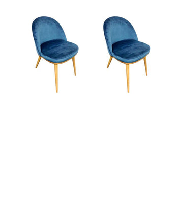 Pack of 2 or 4 Clara Dining Chairs, Solid Oak Wood Frame, Upholstered in Monako Blue | NordicStory