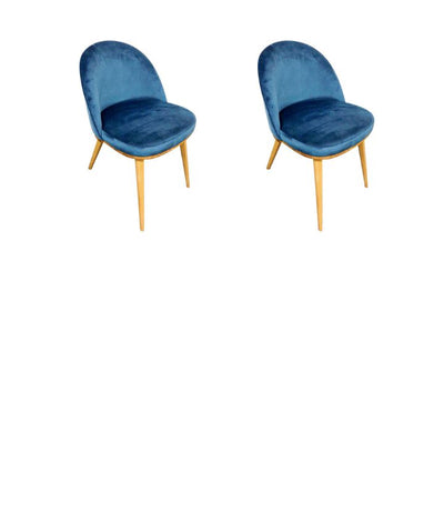 Pack of 2 or 4 Clara Dining Chairs, Solid Oak Wood Frame, Upholstered in Monako Blue | NordicStory