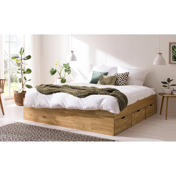 Sofia oak solid wood bed with storage | NordicStory