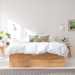 Sofia oak solid wood bed with storage | NordicStory