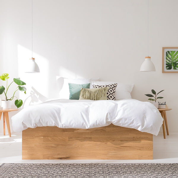Sofia oak solid wood bed with storage | NordicStory