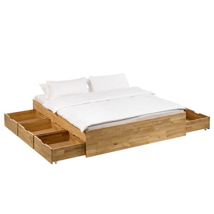 Sofia oak solid wood bed with storage | NordicStory