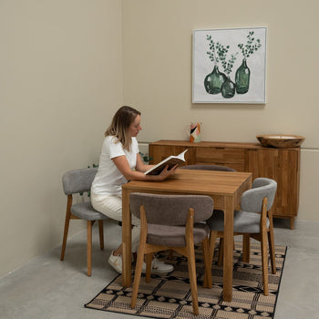 Pack of 2 or 4 Claus Solid Oak Dining Chairs, Gray or Brown upholstery | VESKOR
