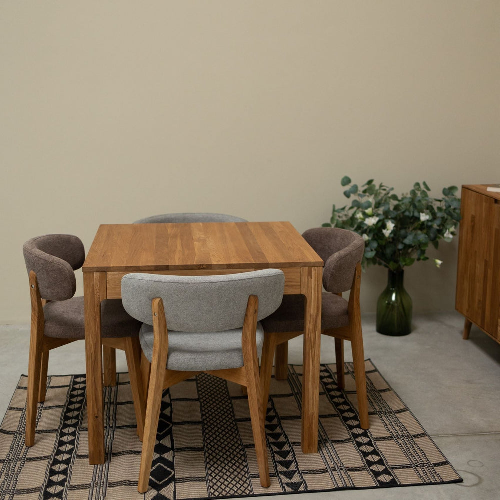 Pack of 2 or 4 Claus Solid Oak Dining Chairs, Gray or Brown upholstery | VESKOR