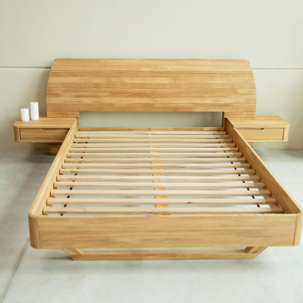 Alina solid oak bed with headboard and 2 floating bedside tables